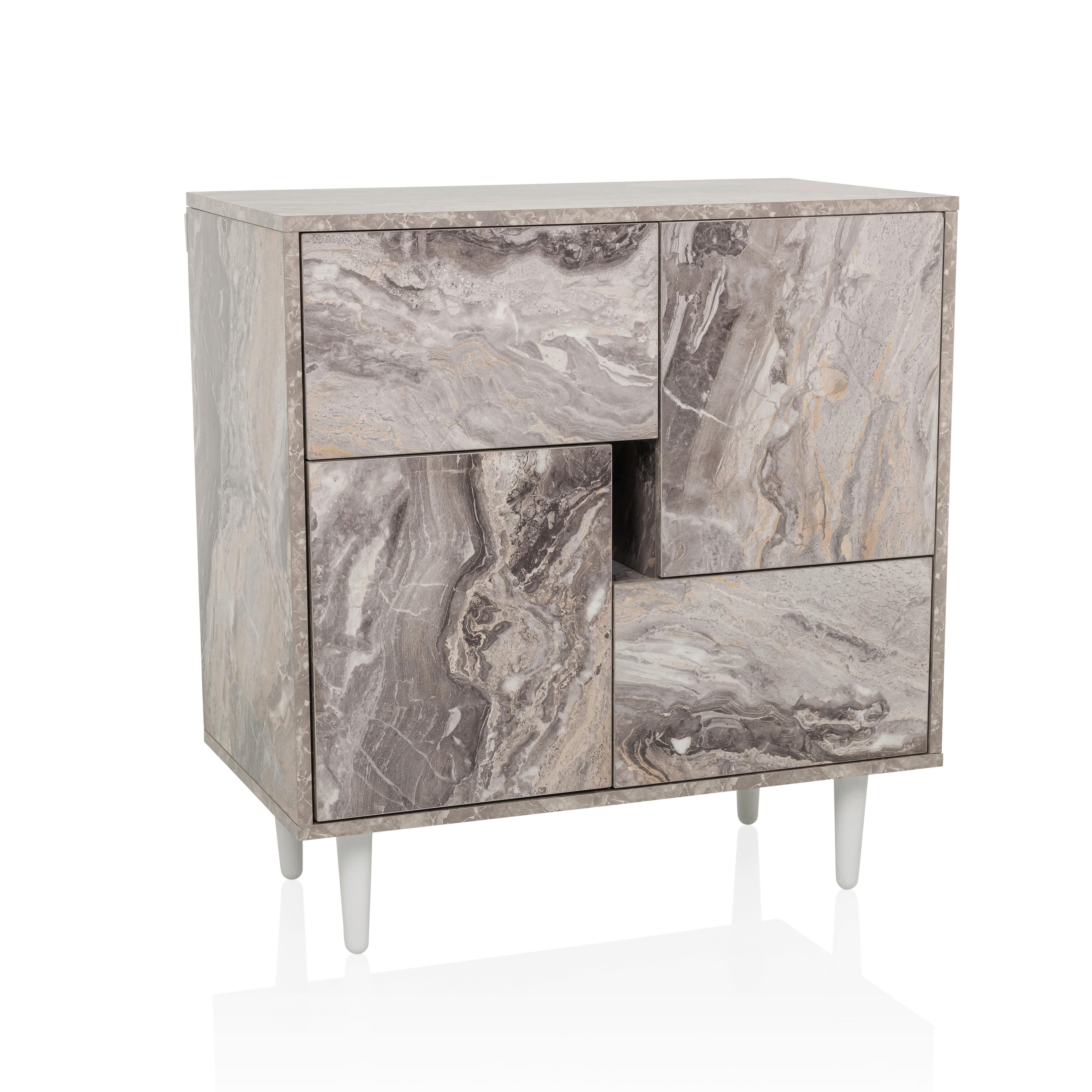 Kommode Lykkja Braun/Weiß B: 72 cm - Schwarz/Braun, MODERN, Holzwerkstoff (72/77/39,5cm) - MID.YOU