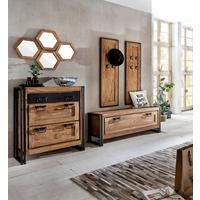 Garderobe Dielen Naturfarben/Schwarz B: 210cm - Schwarz/Naturfarben, Design, Holz/Metall (210/160/40cm) - MID.YOU
