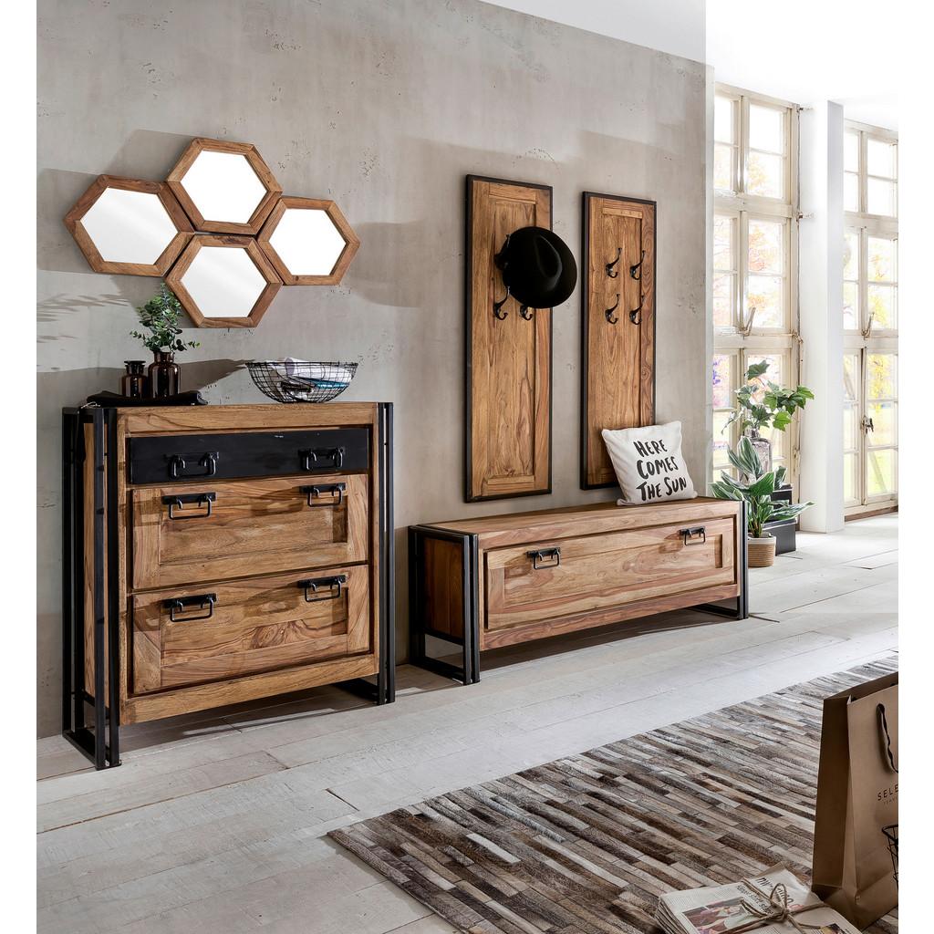 Garderobe Dielen Naturfarben/Schwarz B: 210cm
