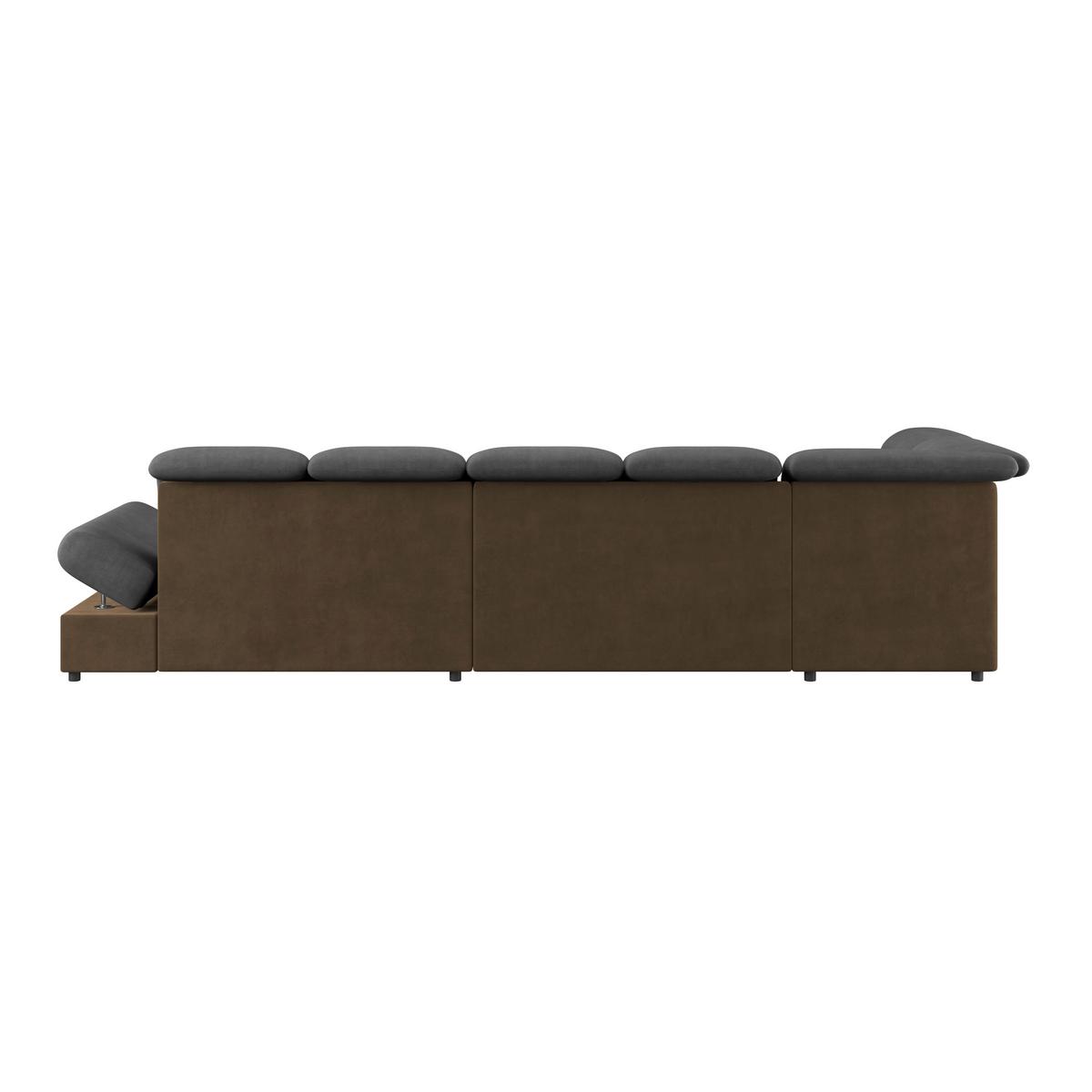 Wohnlandschaft Madera Mit Schlaffunktion Anthrazit - Hellbraun/Anthrazit, KONVENTIONELL, Kunststoff/Textil (212/358/190cm)