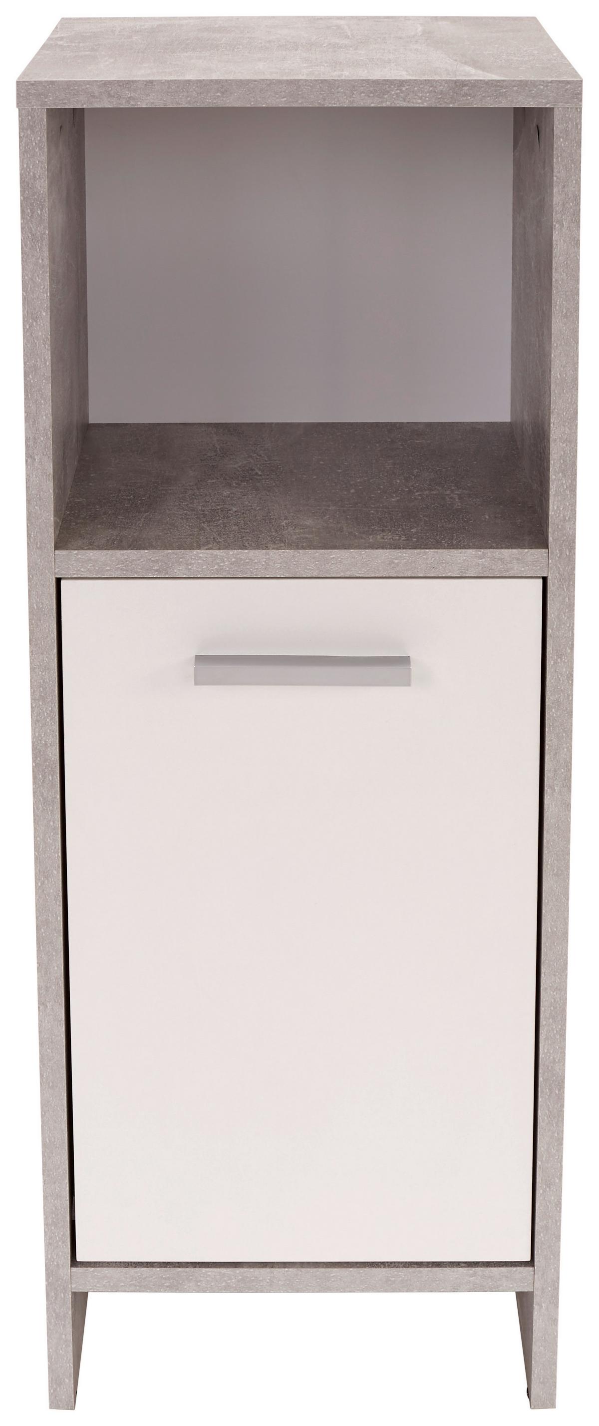 Badezimmer Attack B: 124,4 cm, Betondekor + Weiß - Hellgrau/Weiß, MODERN, Holzwerkstoff (124,4/190/28cm)