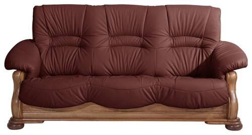 3-sitzer-sofa Tennessee Rot Echtleder - Eichefarben/Rot, LIFESTYLE, Leder/Holz (205/95/95cm) - Max Winzer