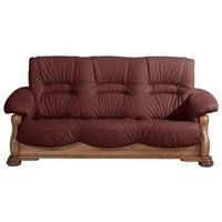 3-sitzer-sofa Tennessee Rot Echtleder - Eichefarben/Rot, LIFESTYLE, Leder/Holz (205/95/95cm) - Max Winzer
