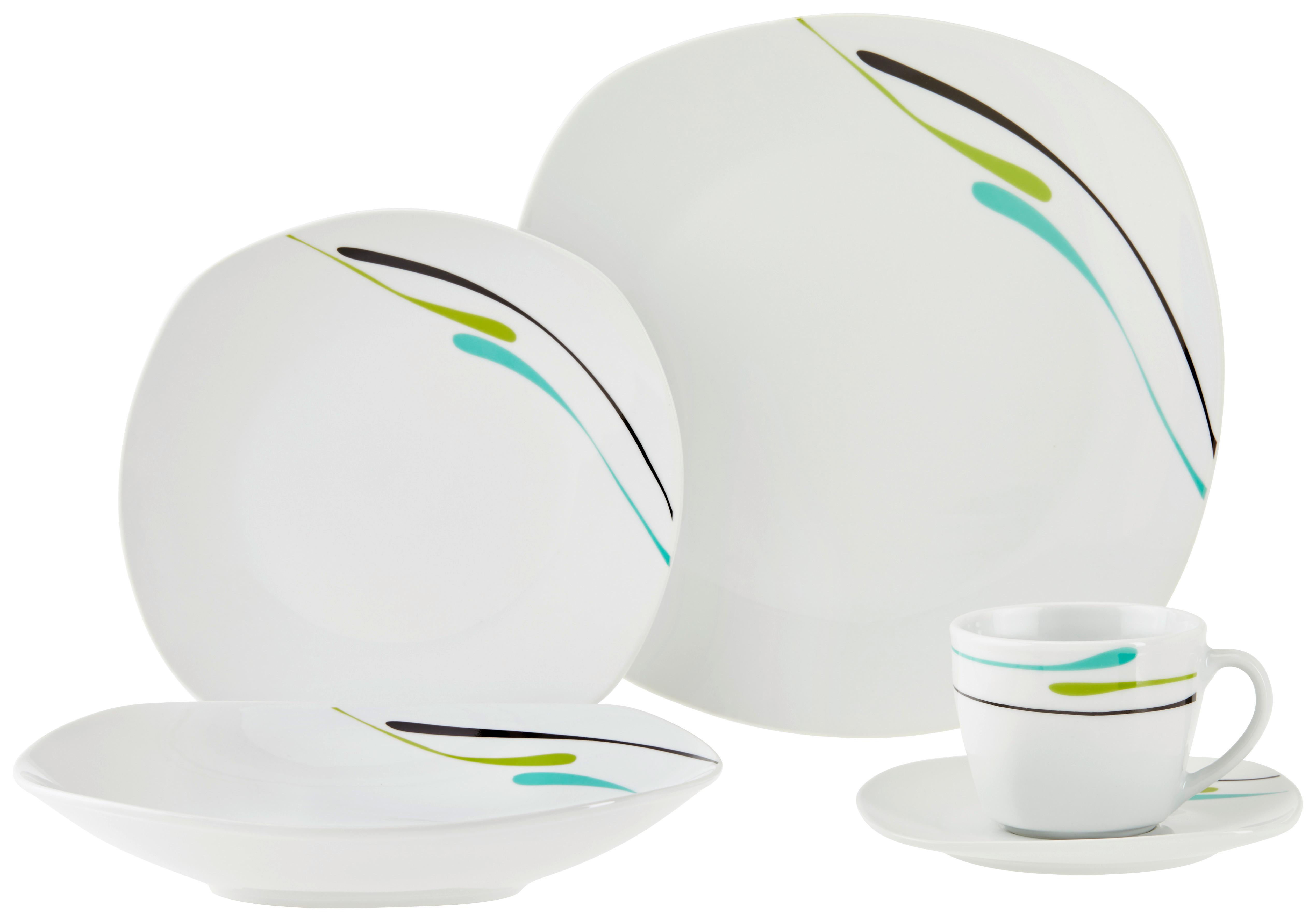 Étkészlet Cleo - fehér/zöld, Romantik / Landhaus, kerámia - James Wood