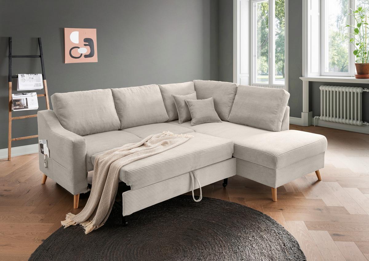 Ecksofa Valentina Beige S: 230x200 Cm - Beige/Naturfarben, MODERN, Textil (230/200cm) - Livetastic