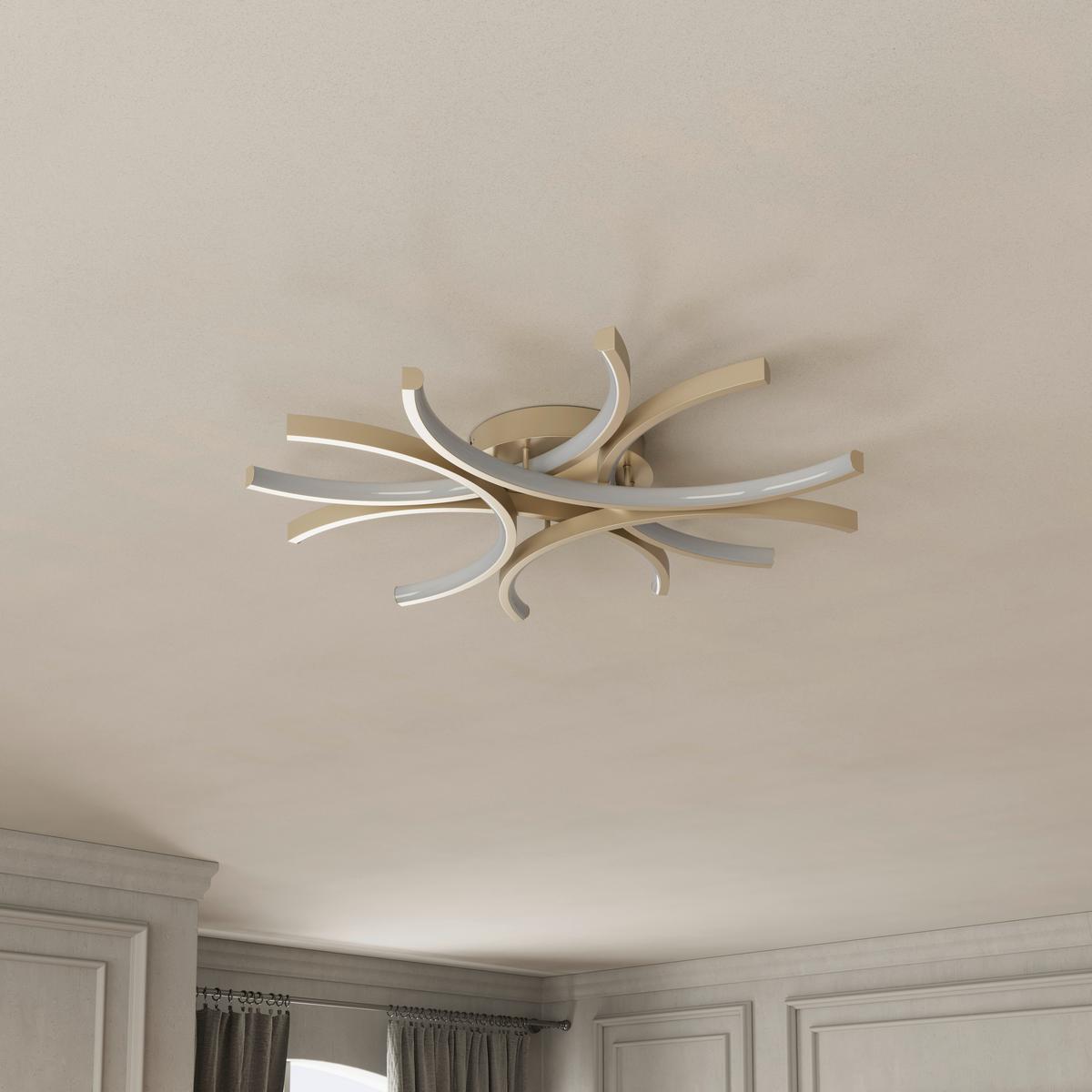 LED-DECKENLEUCHTE CYRUS - Champagner, Basics, Kunststoff/Metall (60/8,5cm) - Luca Bessoni