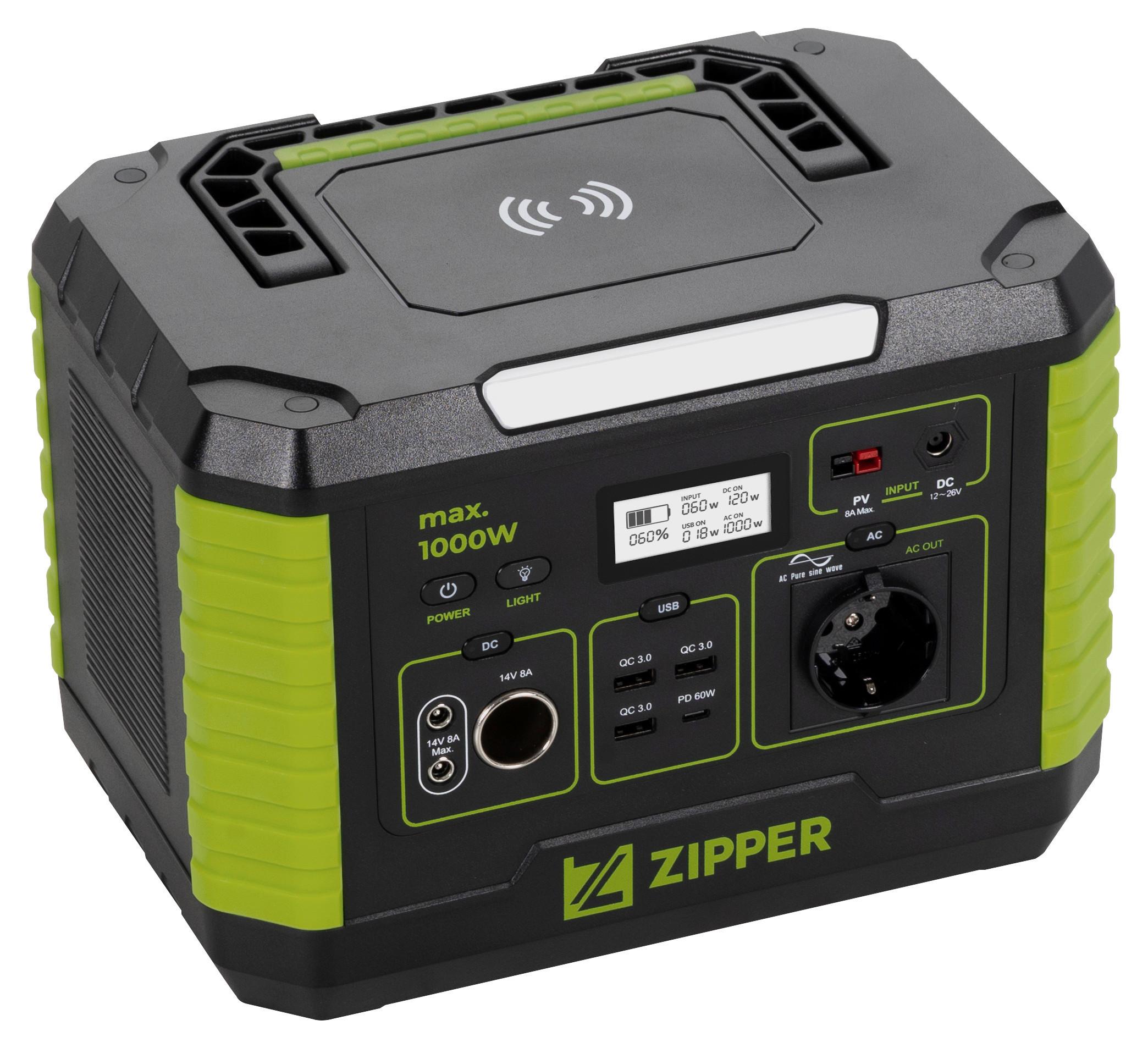 Powerstation Zi-Ps1000 1000 W Tragbar - Schwarz/Grün, Basics (27,4/29,5/41cm) - Zipper