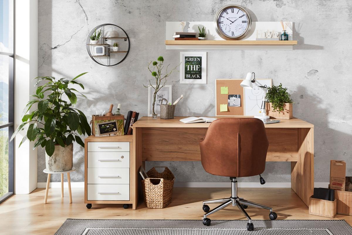 Schreibtisch B 160cm H 76cm Profi, Eiche Dekor - Eichefarben, MODERN, Holzwerkstoff (160/76/80cm) - Ondega