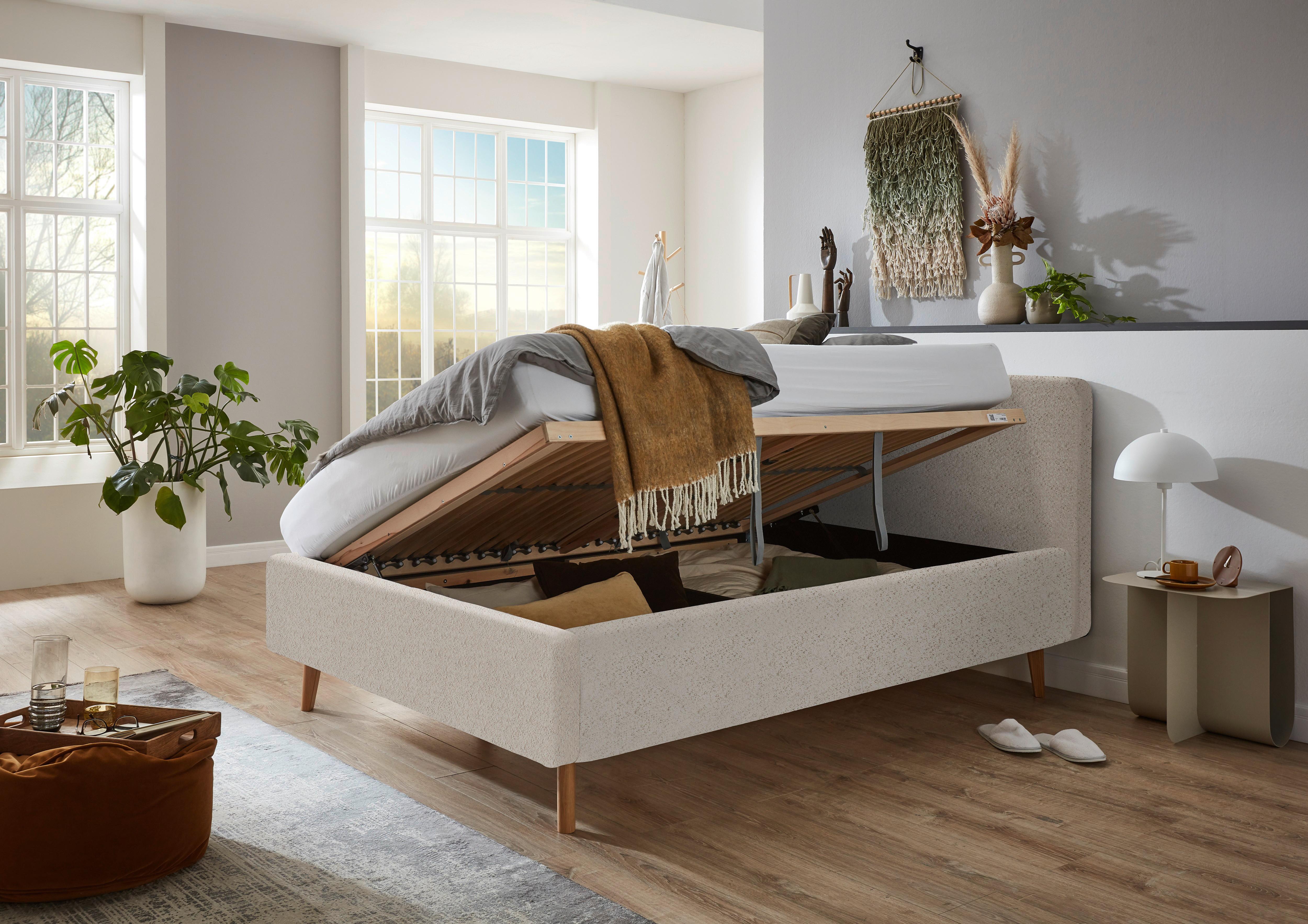 Polsterbett Mattis Abriamo Beige 140x200cm - Eichefarben/Beige, Design, Holz/Textil (140/200cm) - MID.YOU