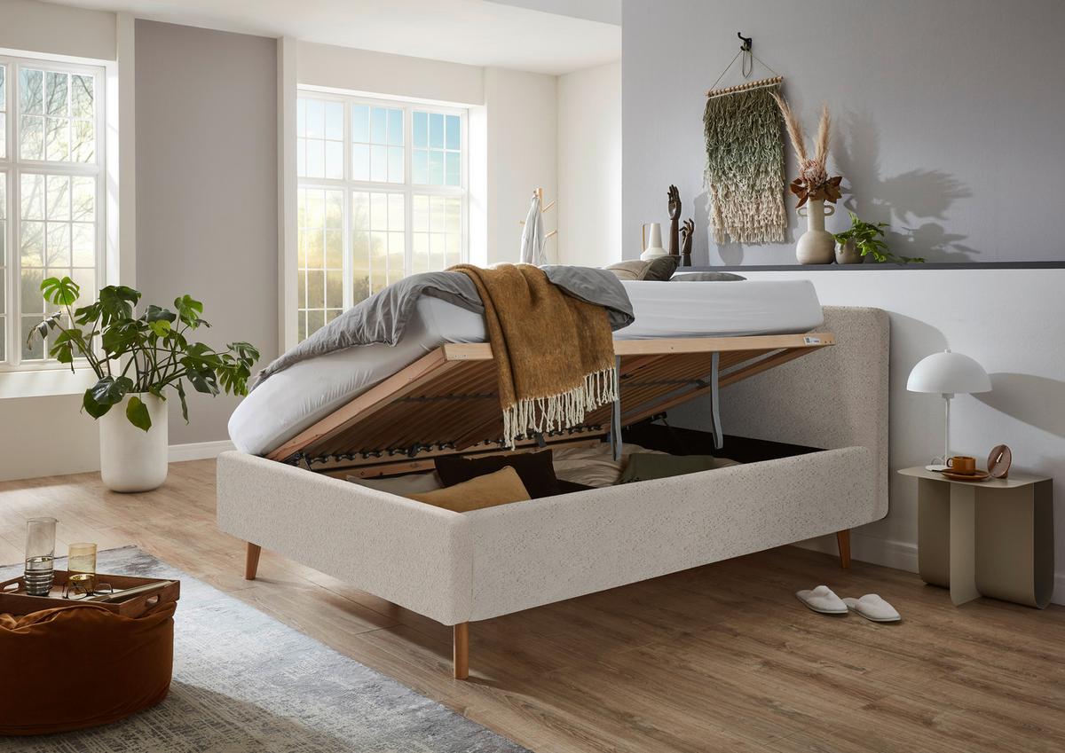 Polsterbett Mattis Abriamo Beige 140x200cm - Eichefarben/Beige, Design, Holz/Textil (140/200cm) - MID.YOU