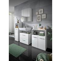 Badezimmer Ice Weiß Hg B: 150 cm - Weiß Hochglanz/Schwarz, MODERN, Glas/Holzwerkstoff (150cm) - MID.YOU
