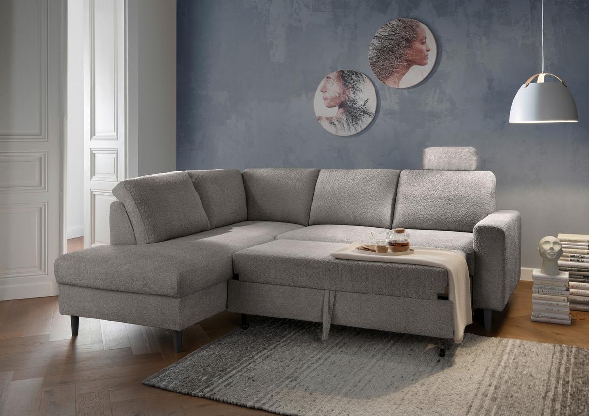 Eckschlafsofa Passione Anthrazit S: 200x242 Cm - Anthrazit/Schwarz, MODERN, Textil (200/242cm) - Livetastic