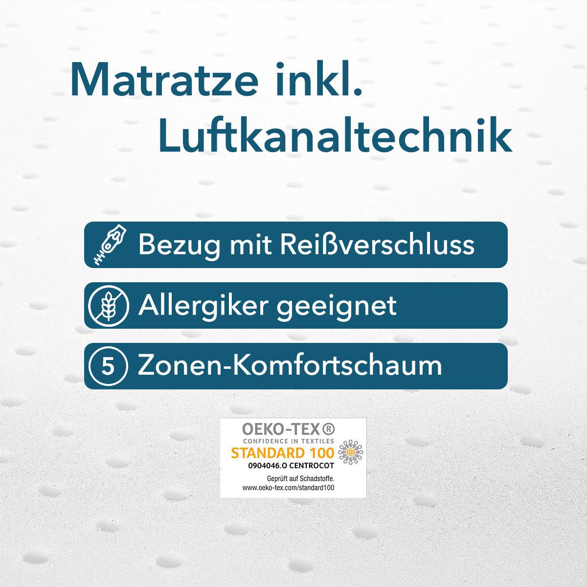 Kaltschaummatratze 90x200cm H2+h3 - Weiß, Basics, Textil (90/200cm) - P & B