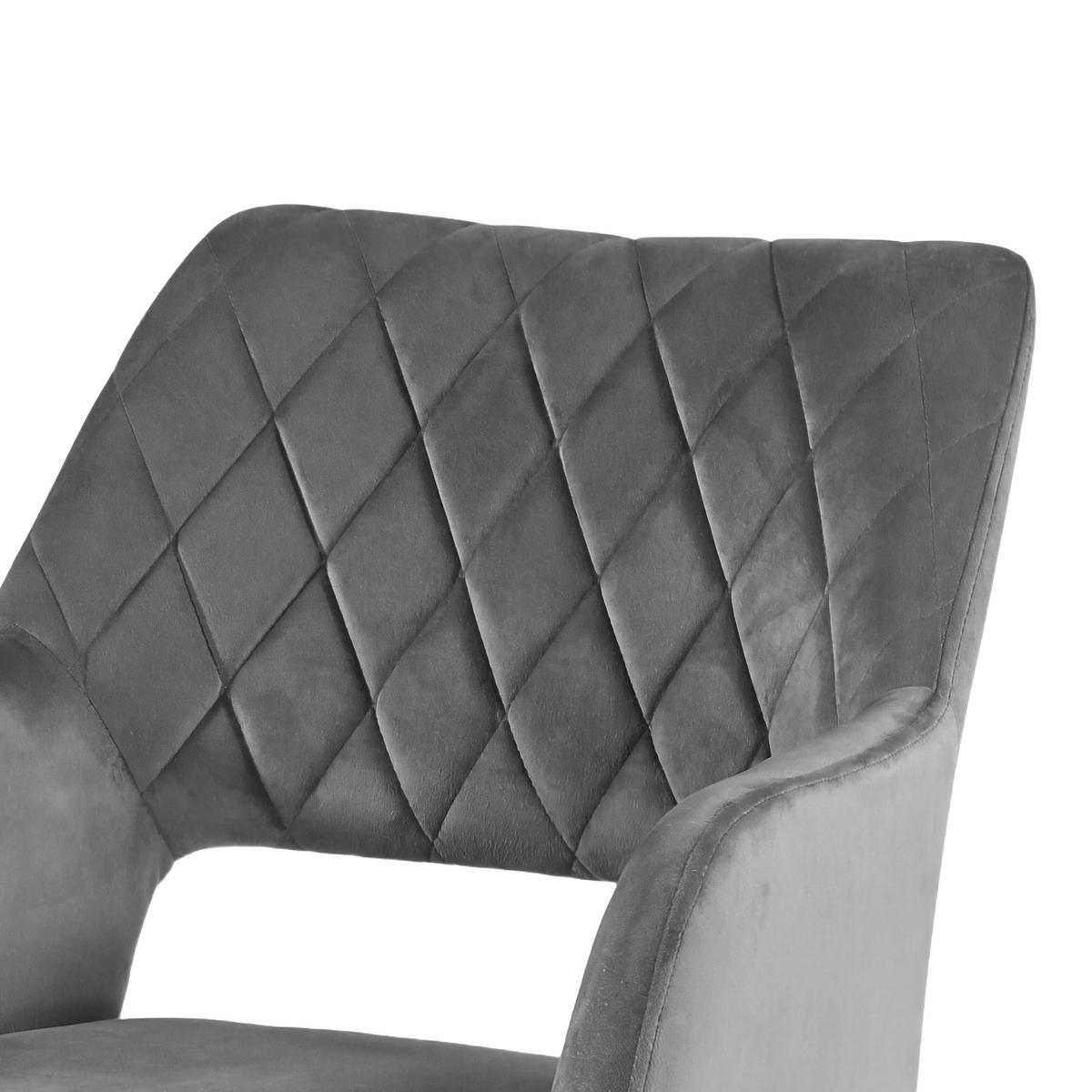 Vierfußstuhl Vicky Grau gepolstert, Samt - Schwarz/Grau, MODERN, Textil/Metall (57/86/61cm)