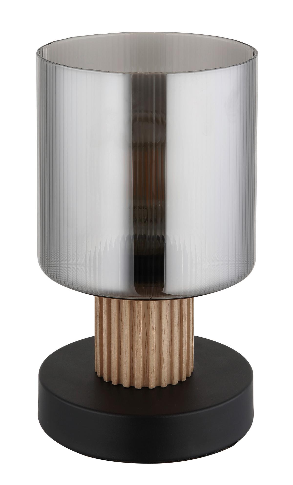 Tischleuchte 15768t - Dunkelbraun/Schwarz, Natur, Glas/Holz (12/21cm) - Globo