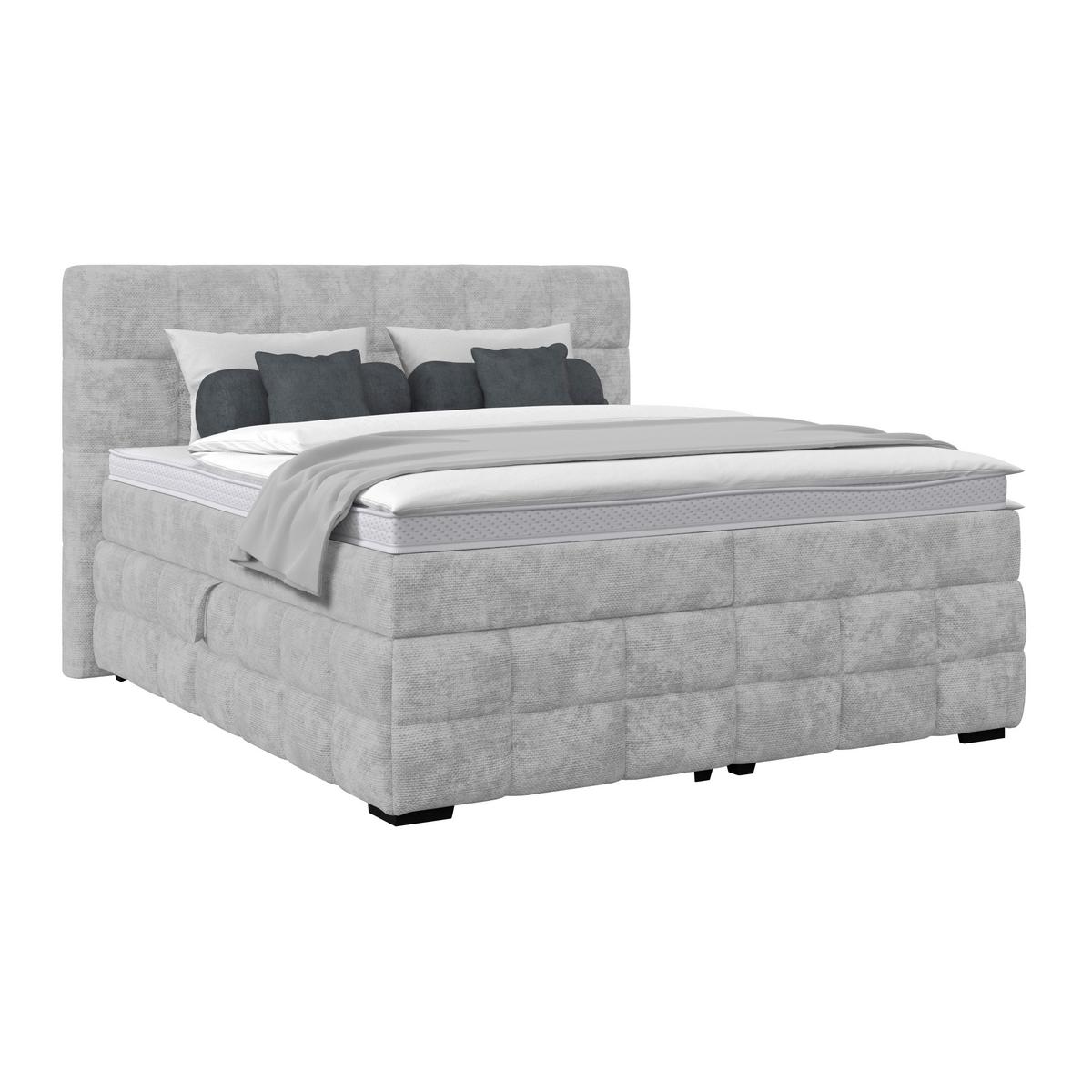 Čalouněná postel VEGA 180x200 cm, světle šedá - černá/světle šedá, Trend, dřevo/textil (180/200cm)