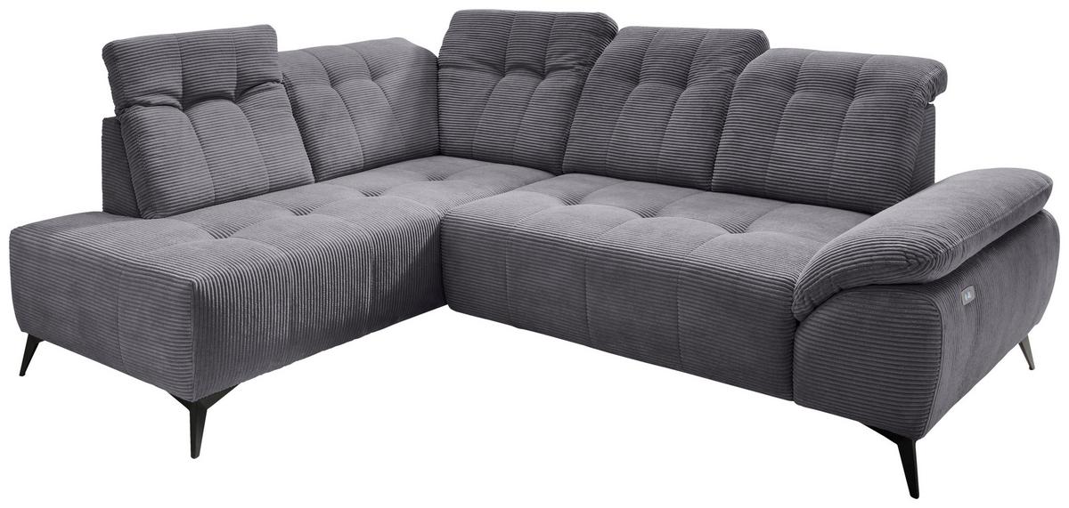 Ecksofa Fiore, Grau S: 200x272 cm - Schwarz/Grau, MODERN, Textil (200/272cm) - Livetastic