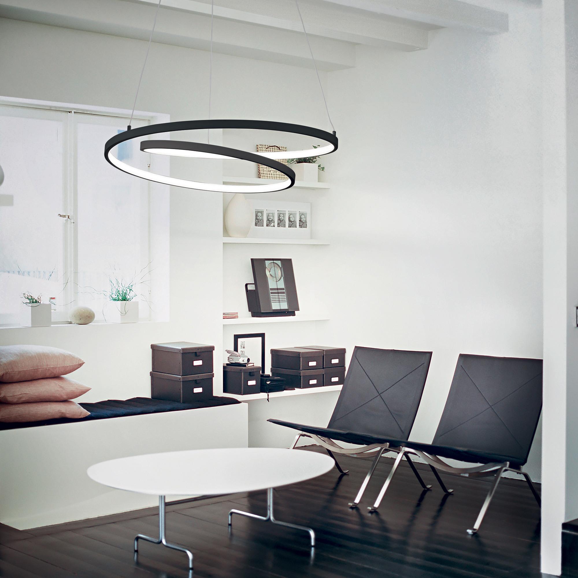 LED-Hängeleuchte Nero Schwarz D: 60 cm - Schwarz, Design, Kunststoff/Metall (60/30/150cm) - Ideal Lux
