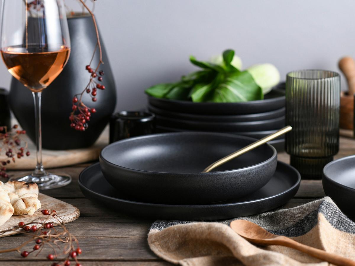 Kombiservice Uno Black 8--Teilig., Schwarz - Schwarz, Basics, Keramik - Creatable