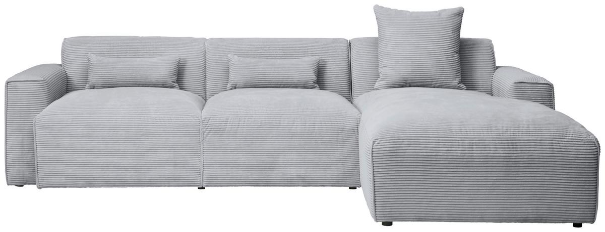 Ecksofa Mit Zierkissen Pearl Grau 303x196 Cm - Schwarz/Grau, Design, Textil (303/196cm) - Livetastic
