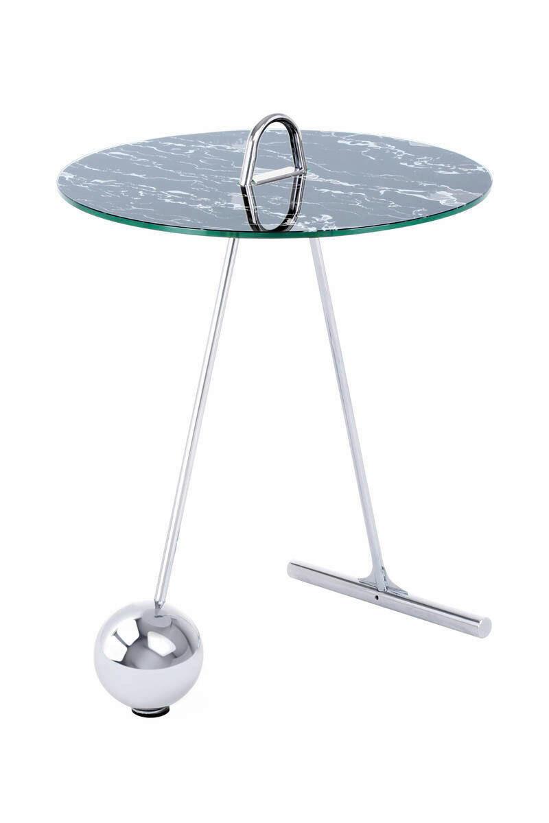 Beistelltisch Pendulum Schwarz/silberfarben - Silberfarben/Schwarz, Basics, Glas/Metall (46/46/60cm) - Kayoom