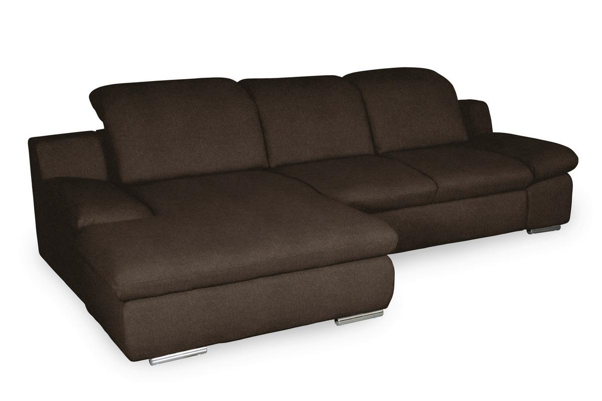Ecksofa Isona Braun Chenille - Chromfarben/Braun, Design, Textil (165/286cm) - Livetastic