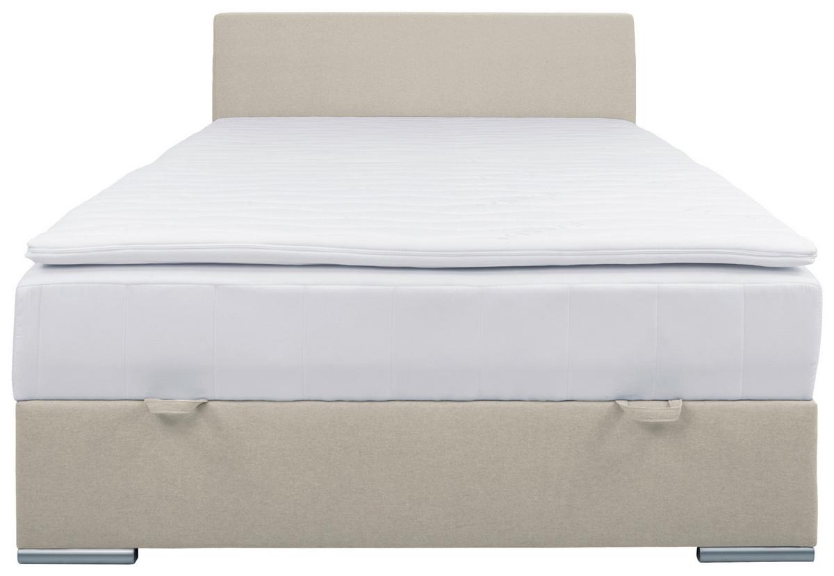 Polsterbett mit Matratze 140x200 Cosi Sandfarben - Sandfarben/Chromfarben, KONVENTIONELL, Holz/Textil (140/200cm)