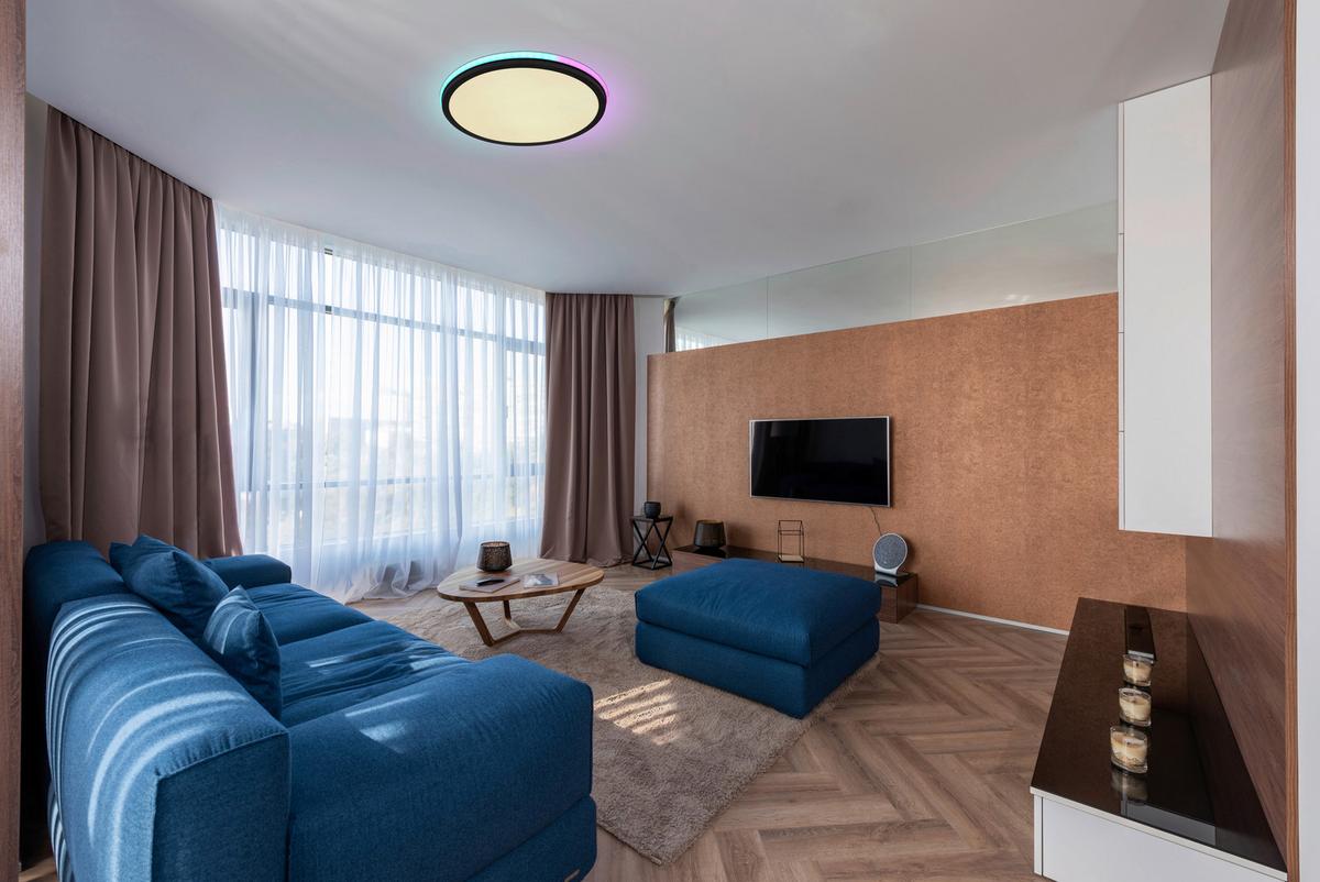 STROPNÉ LED SVIETIDLO JAXXI - čierna/opálová, Design, kov/plast (45/7cm) - Globo