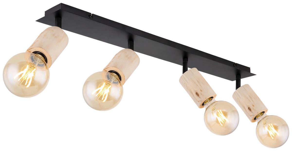Strahler 54032-4 4-Flammig verstellbar L: 80 cm - Schwarz/Naturfarben, Basics, Holz/Metall (80/10/18cm) - Globo
