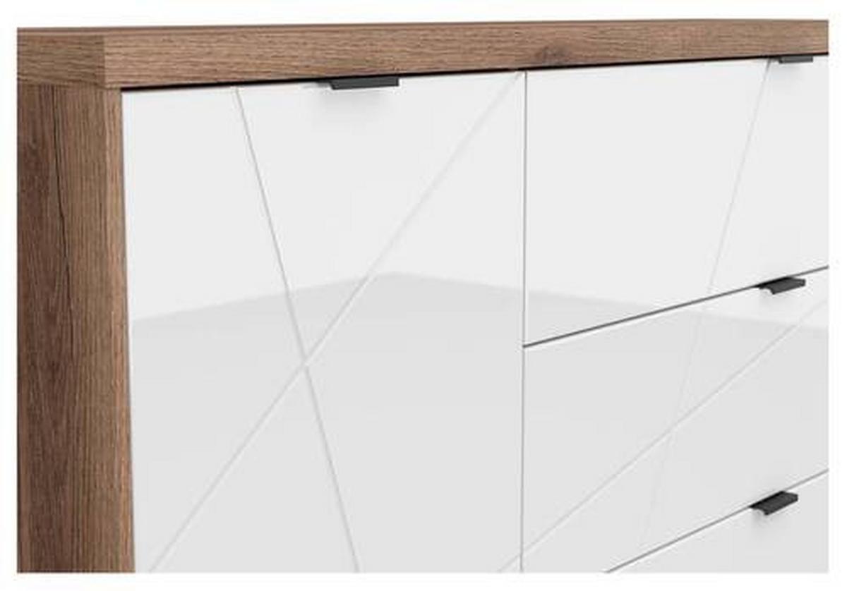 Sideboard Forn Chest Of Drawers - Eichefarben/Weiß Hochglanz, Design, Holzwerkstoff (156/93/42,5cm)