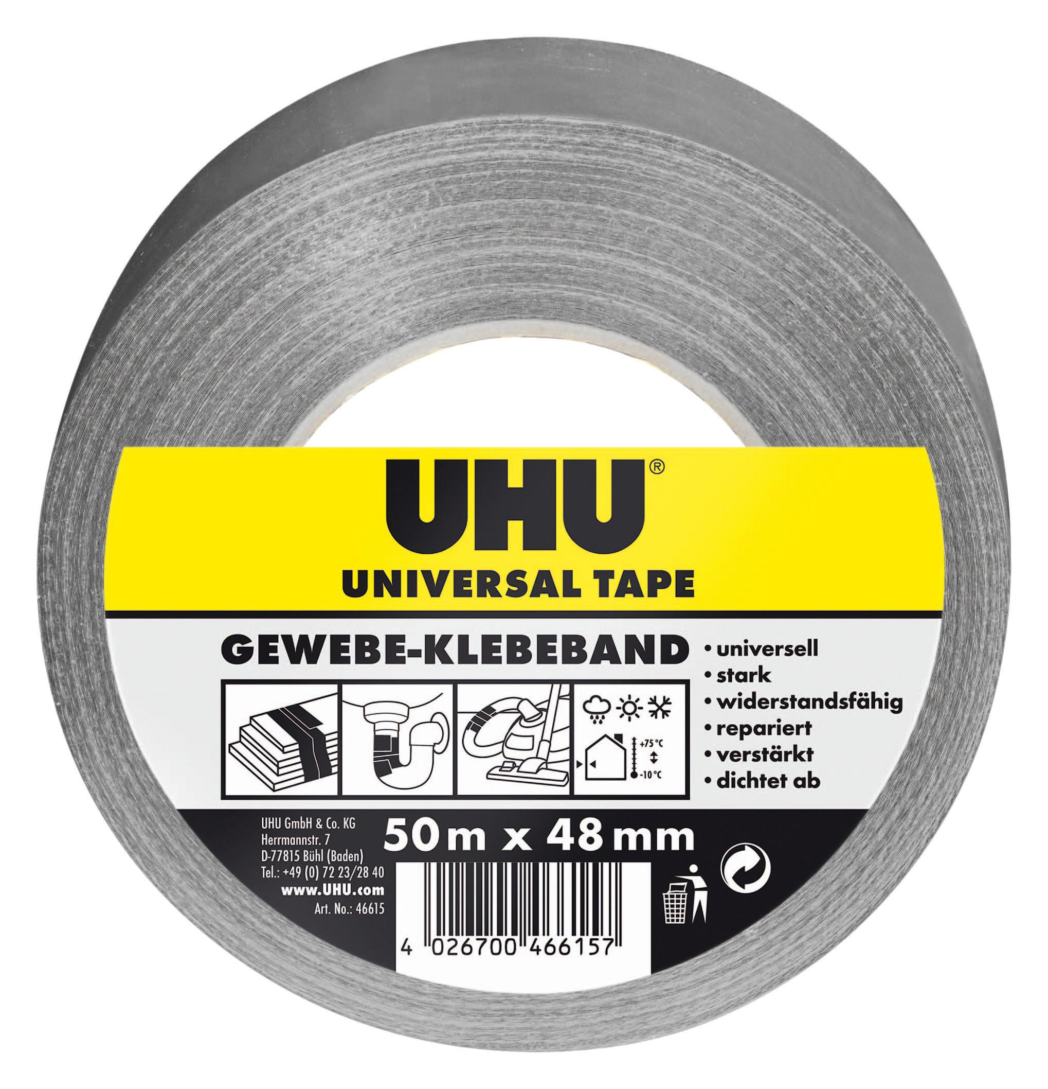 Gewebeband Kraftband Grau 50m Extra Stark - Basics (13,5/5/13,5cm) - UHU AUSTRIA