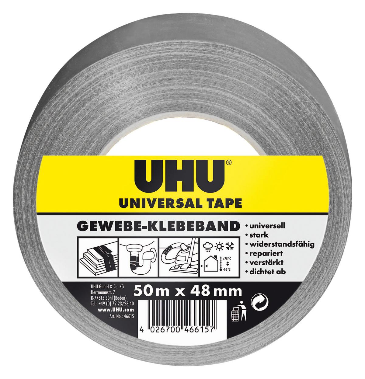 Gewebeband Kraftband Grau 50m Extra Stark - Basics (13,5/5/13,5cm) - UHU AUSTRIA
