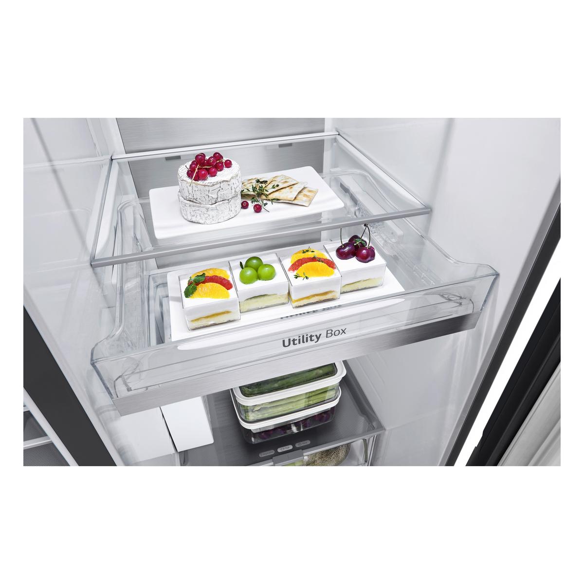 Kühl-Gefrier-Kombination LG Gsxe90evdd - Schwarz, Basics, Glas/Kunststoff (91.3/179/73.5cm)