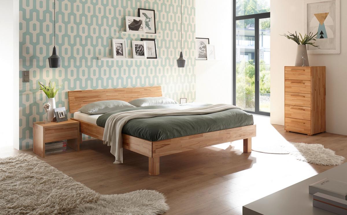 Bett Forti, Kernbuche 90x200 cm - Buchefarben/Kernbuche, Natur, Holz (90/200cm) - Hasena