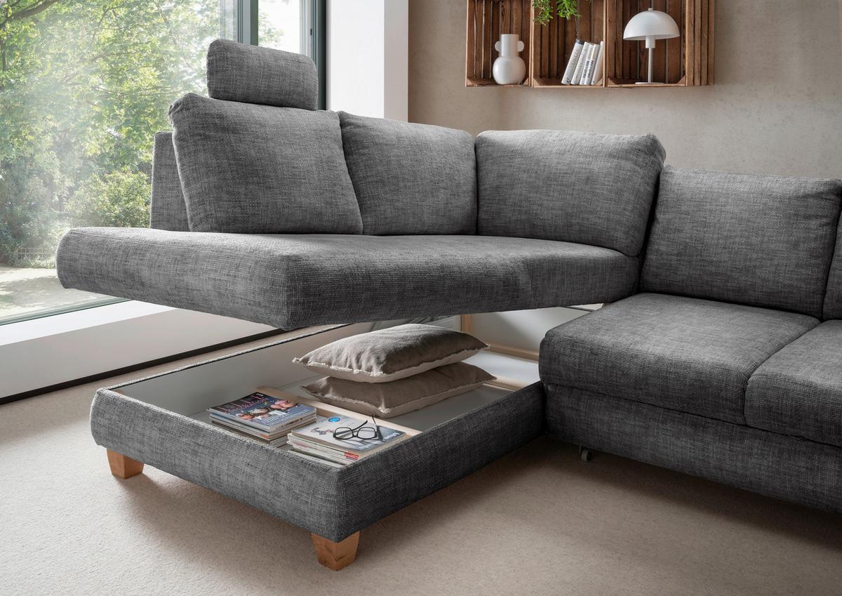 Eckschlafsofa Positano Silberfarben S: 206x265 Cm - Wildeiche/Silberfarben, MODERN, Textil (206/265cm) - Livetastic