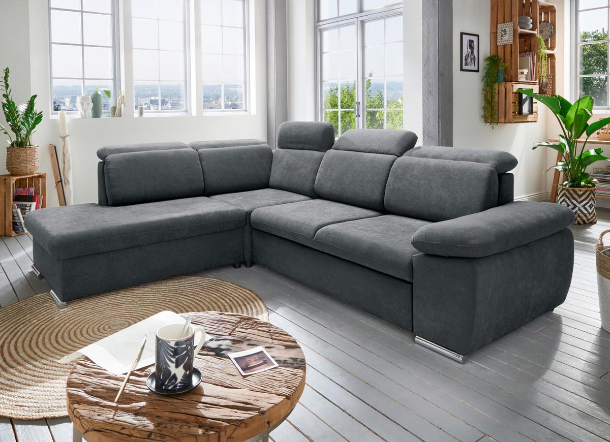 Ecksofa Vasto Anthrazit S: 228x283 cm - Chromfarben/Anthrazit, Design, Textil (228/283cm) - Livetastic