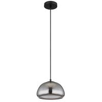 Hängeleuchte Jella Grau Schwarz Weiß D: 25 cm - Schwarz/Weiß, KONVENTIONELL, Glas/Textil (25/120cm) - Globo