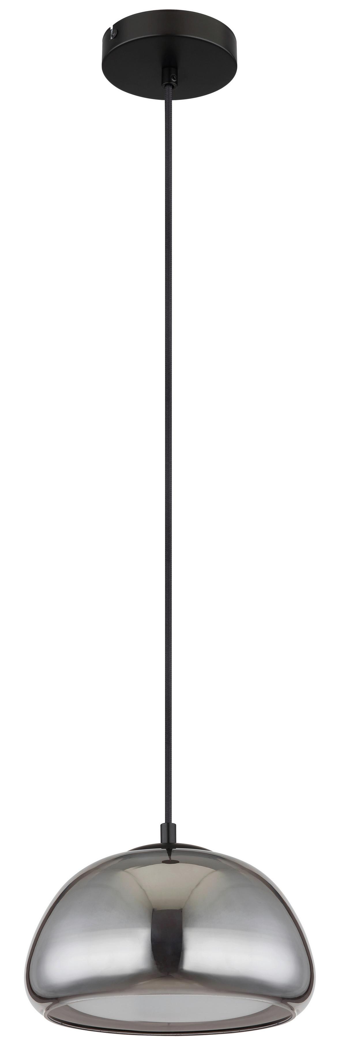 Hängeleuchte Jella Grau Schwarz Weiß D: 25 cm - Schwarz/Weiß, KONVENTIONELL, Glas/Textil (25/120cm) - Globo