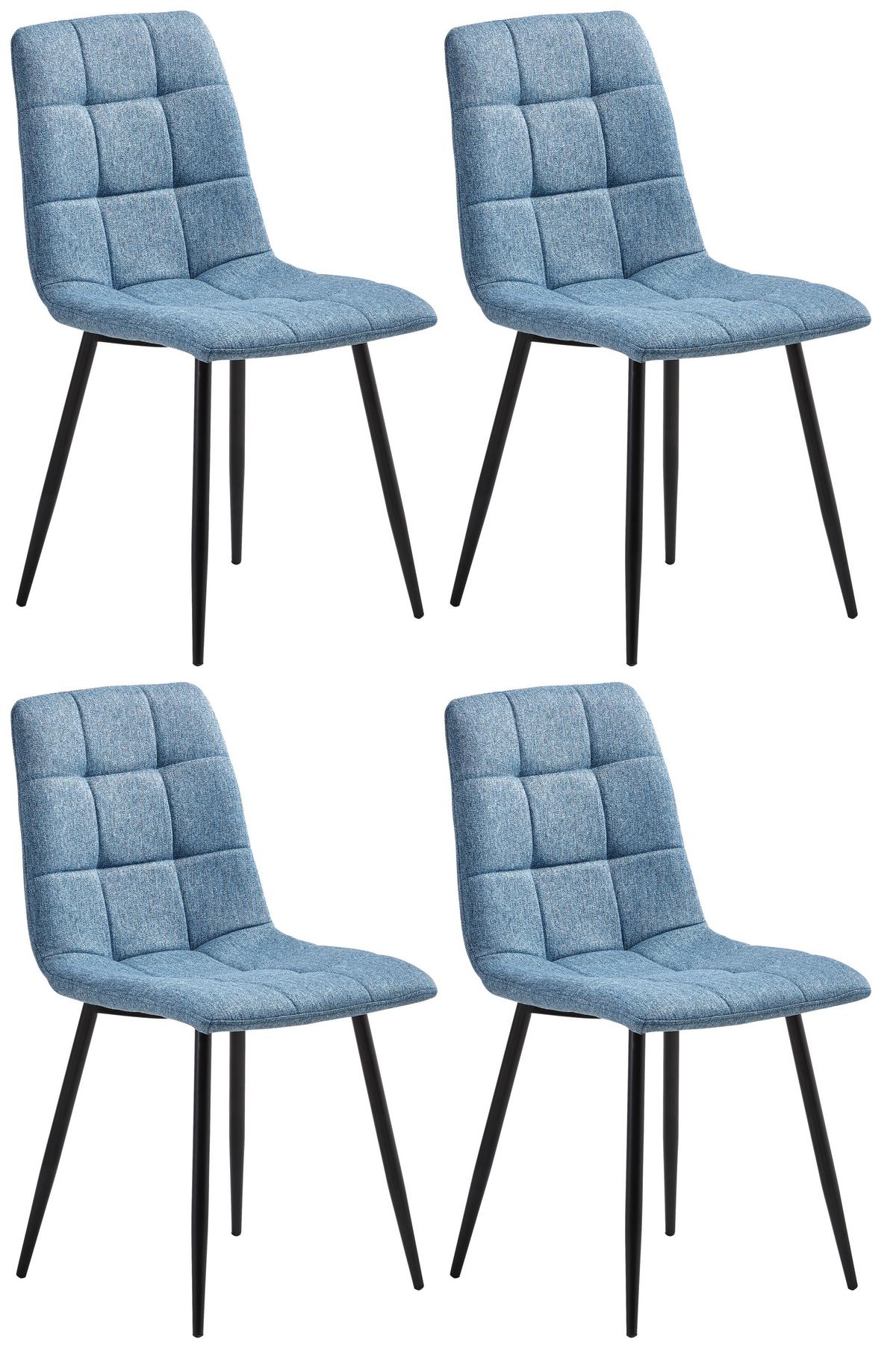 Stuhl-set 4er Empoli Blau - Blau/Schwarz, LIFESTYLE, Textil/Metall (44,5/86/54,5cm) - Livetastic