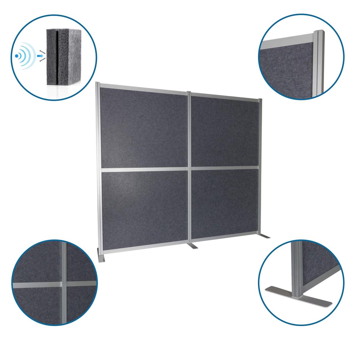 Trennwand Flexmiut Modul - Grau, Basics, Kunststoff/Textil (193,5/167,3cm) - MID.YOU