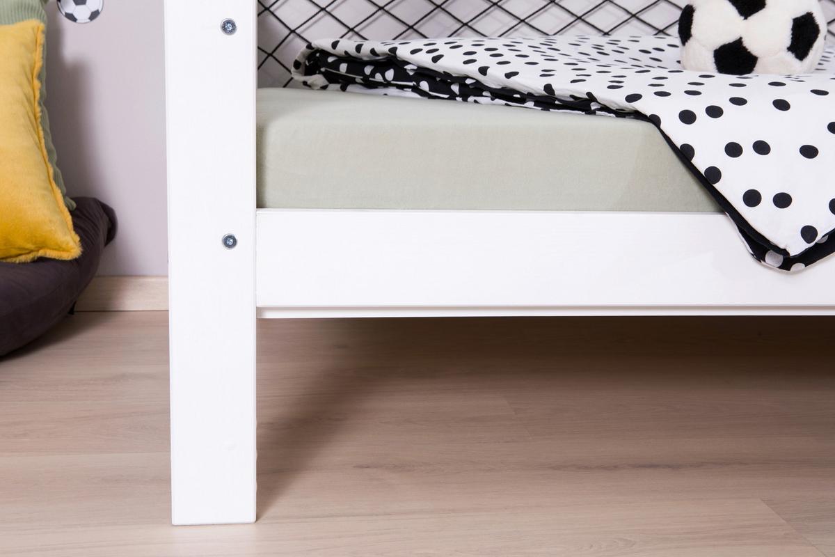 Bodenbett mit Bettkasten 90x200 cm Weiß - Weiß, MODERN, Holz/Textil (90/200cm) - MID.YOU