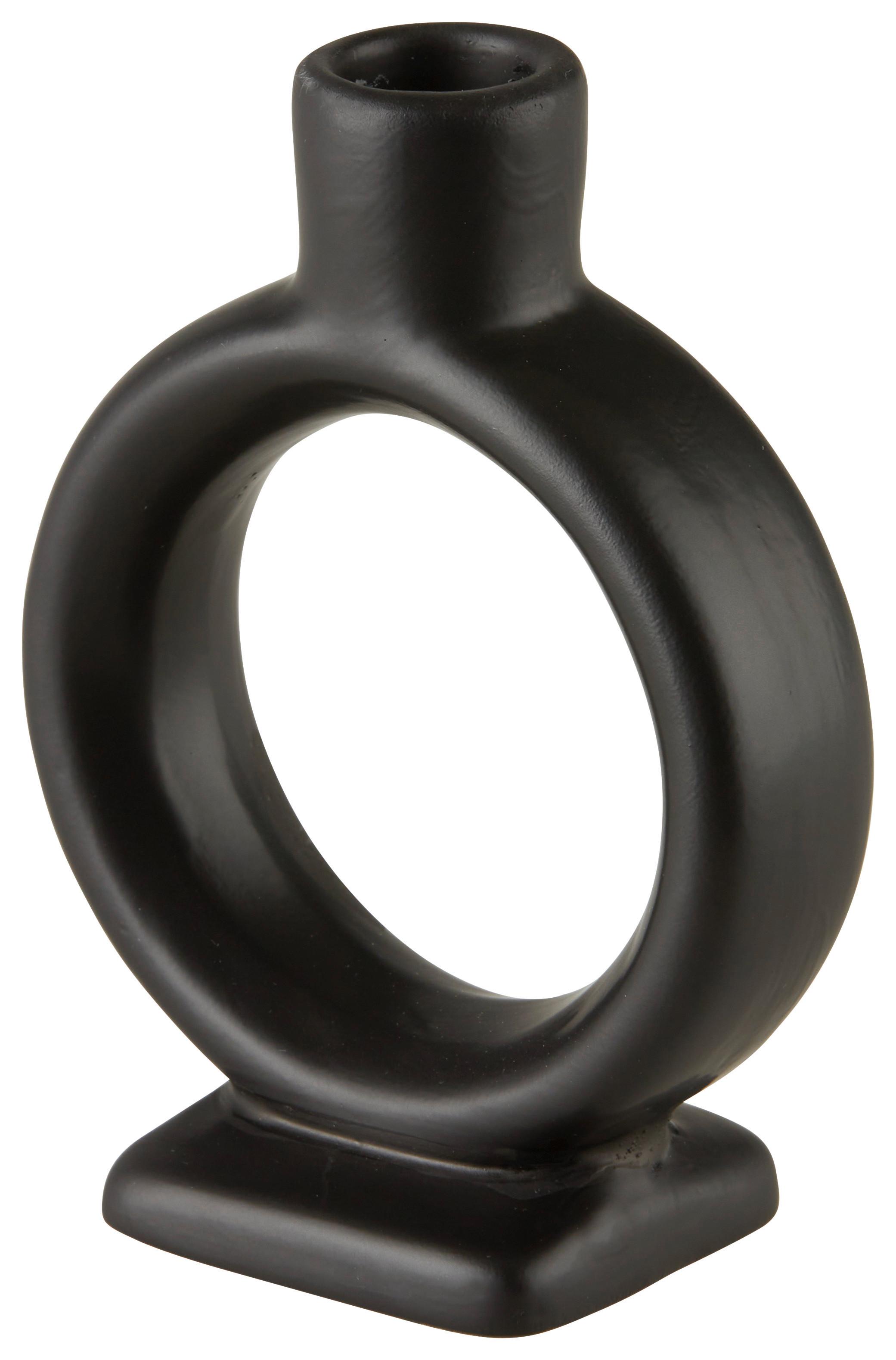 Svietnik Valongo, V: 14cm - černá, Basics, keramika (10,5/14/4,5cm) - Modern Living