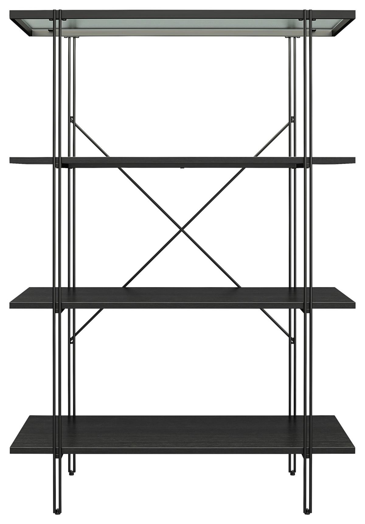Regal Wainwright Schwarz 79 cm - Schwarz, Design, Glas/Holzwerkstoff (79/117/35cm)