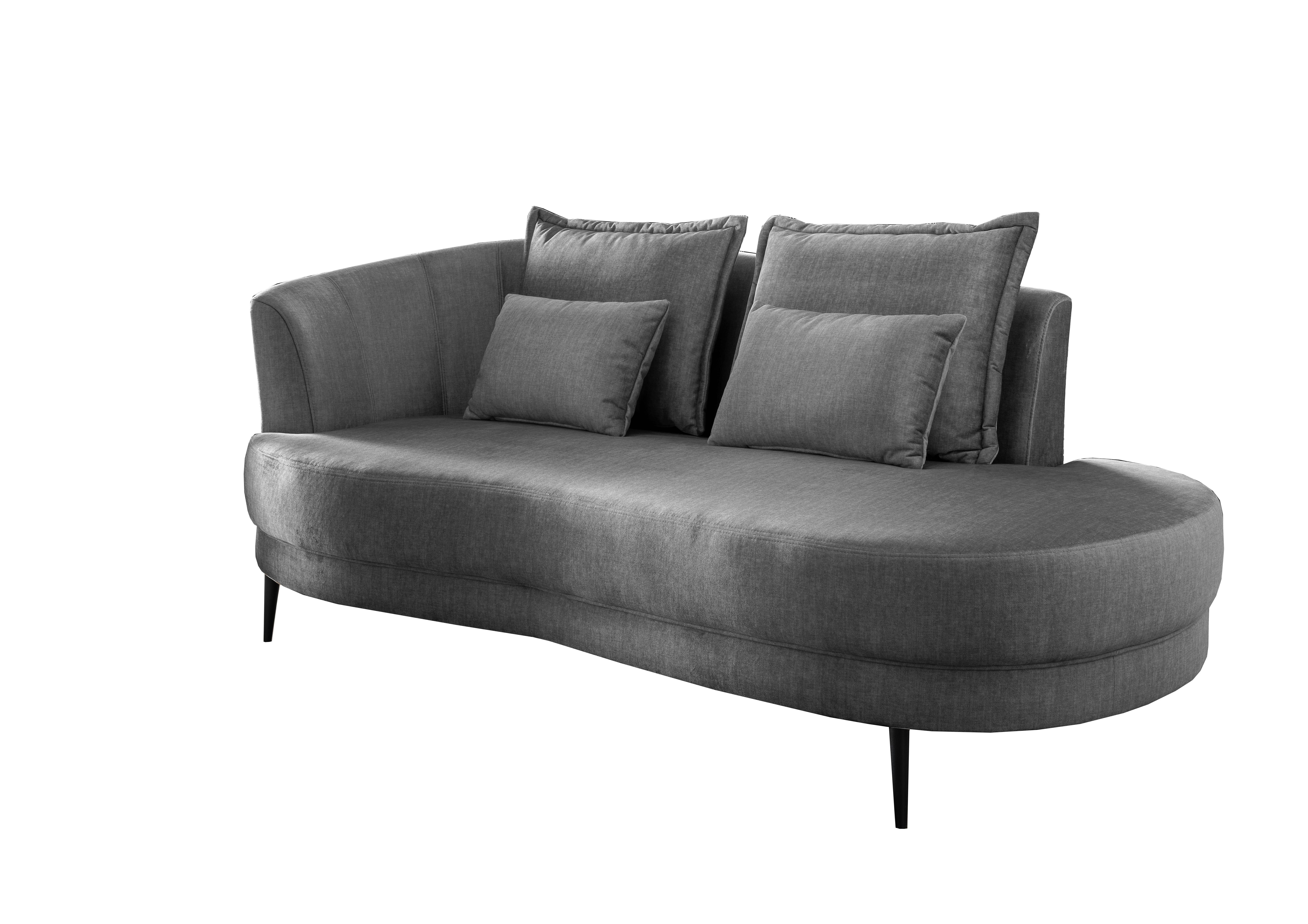 Ottomane Pistaccio Grau Velours, Rücken Echt B: 211 cm - Schwarz/Grau, MODERN, Textil (211/85/101cm) - Livetastic