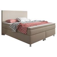 Boxspringbett Mit Topper 180x200 Cm King Size - Silberfarben/Cappuccino, KONVENTIONELL, Textil (180/115/210cm) - MID.YOU