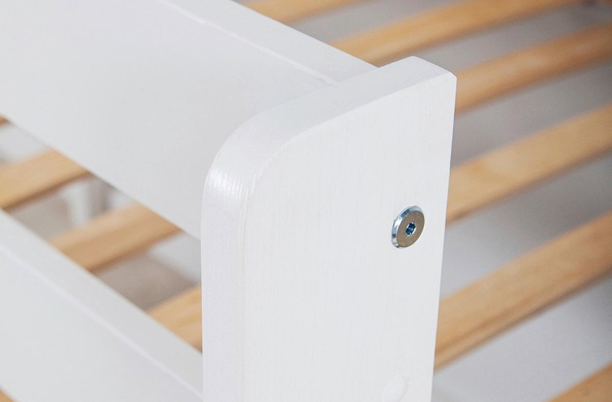 Hochbett Malte Weiß inkl. Rollrost, Matratze, 90x200 cm - Weiß/Naturfarben, Natur, Holz/Textil (90/200cm) - MID.YOU