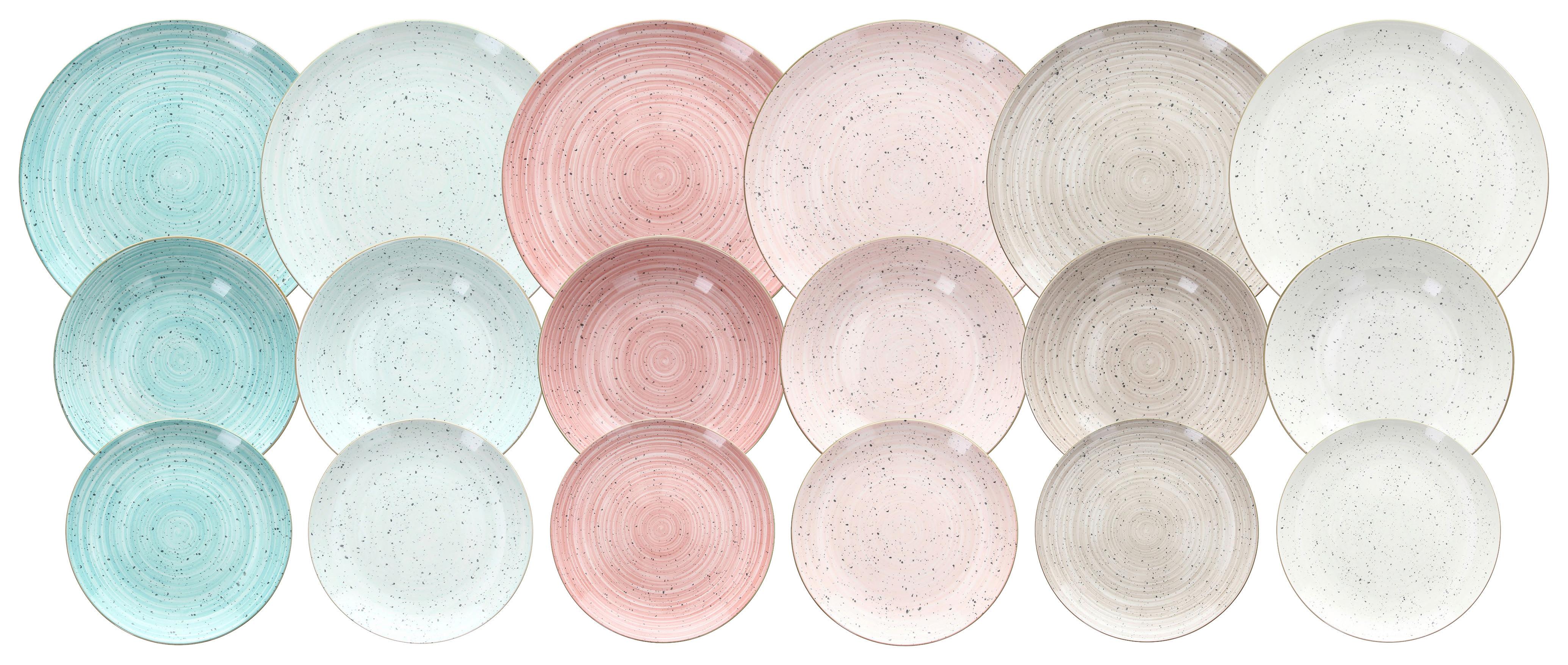Kombinovaný Servis Pepper, 18dílný Set - starorůžová/růžová, Moderní, keramika (34/22/29cm) - Tognana