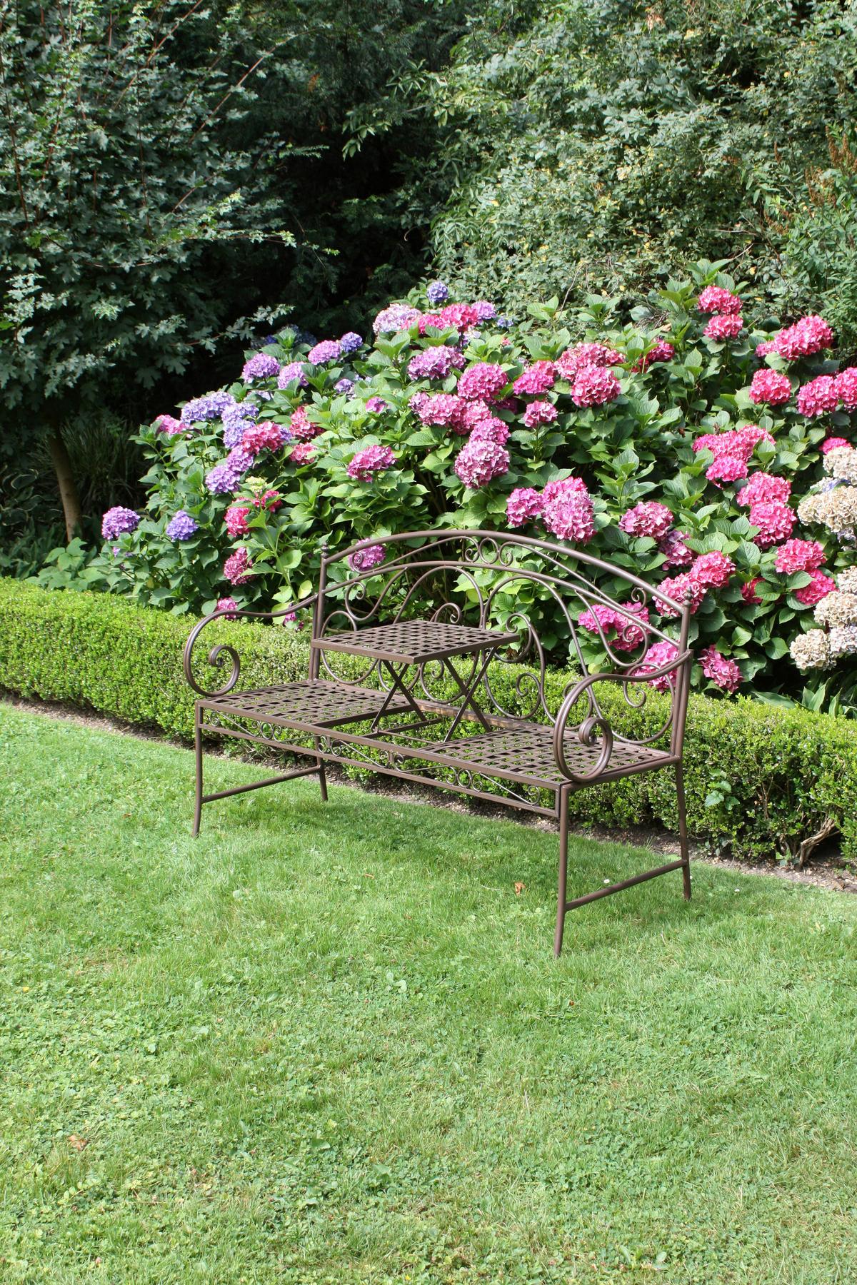Gartenbank Saket - Braun, Basics, Metall (53/94,5/147cm) - Gardenson