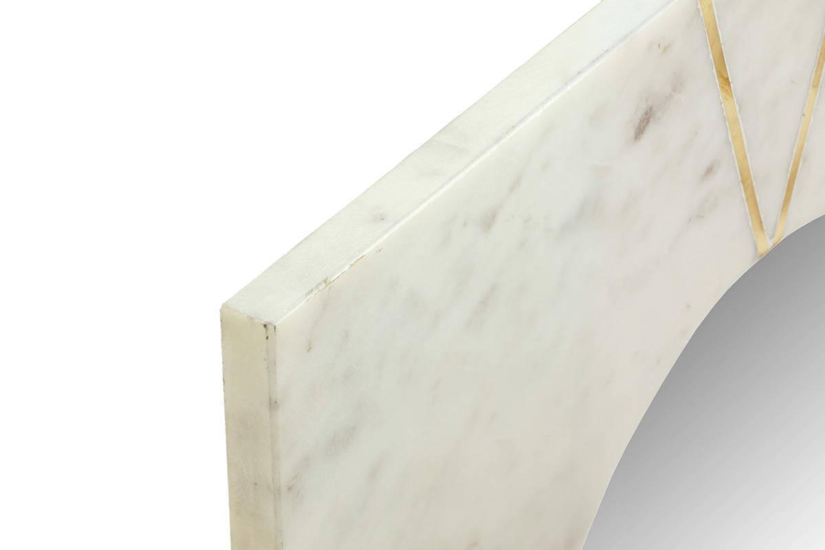 Wandspiegel Dexter Quadratisch 41x41 cm Naturstein Rahmen - Weiß, Trend, Glas/Holzwerkstoff (41/41/2cm) - Kayoom
