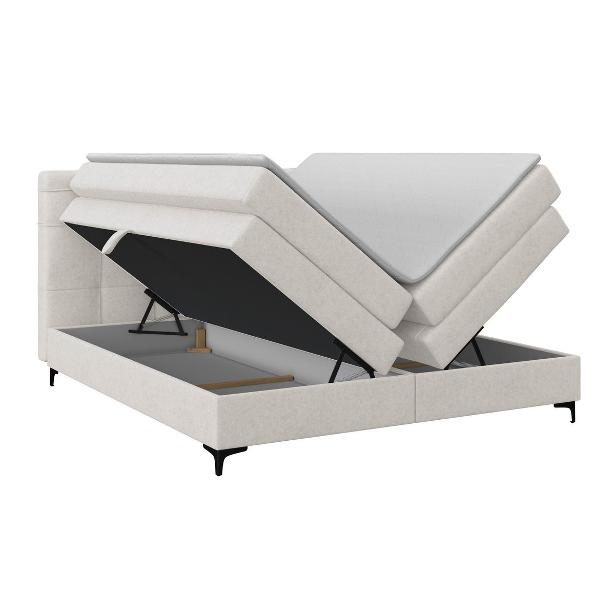 Boxspringbett MITTO Beige 200x200 cm - Beige/Schwarz, KONVENTIONELL, Textil/Metall (200/200cm)